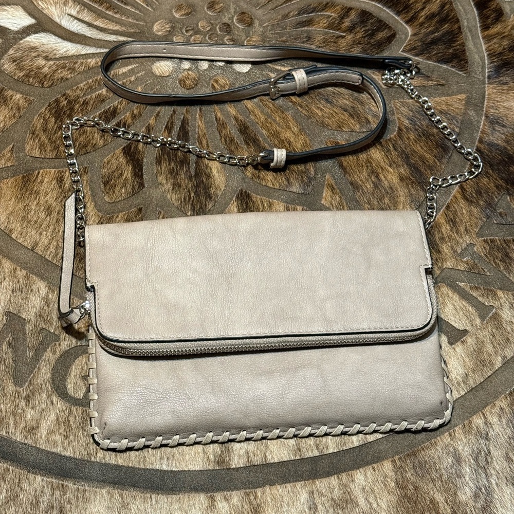 Urban Expressions Tan Crossbody Bag with Whipstitch Detail Pre-owned